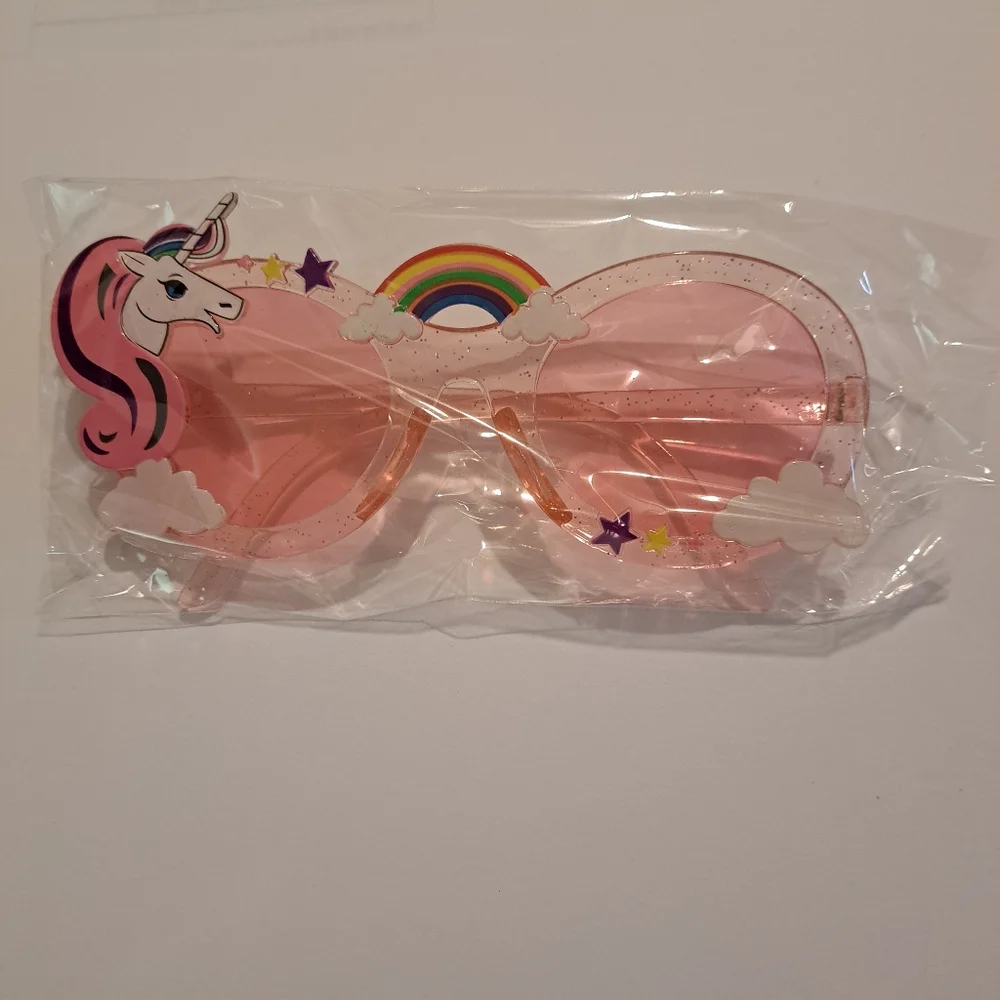 Unicorn Pink Sunglasses Rainbow Clouds Stars
